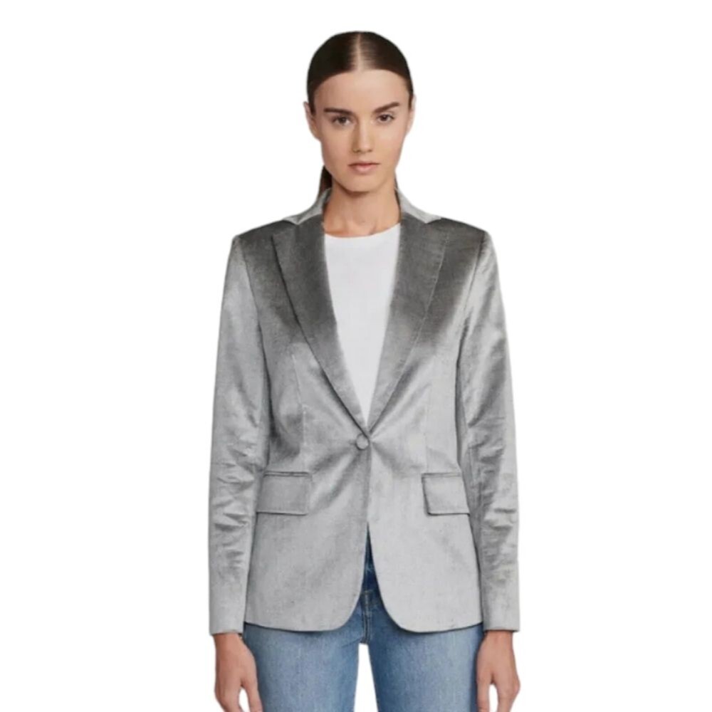 NWT FRAME Classic Blazer in Grey Velvet Sz 4